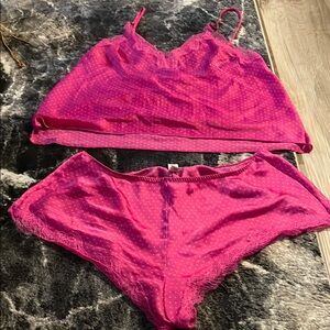 Pink Lace Trim Sleepwear Set